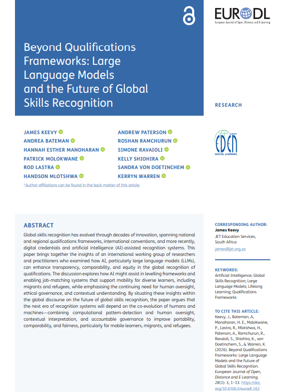 Beyond Qualifications Frameworks: Large Language Models and the Future of Global Skills Recognition