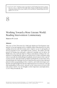 Working toward a more literate world: Reading intervention commentary