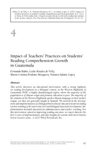 Impact of teachers’ practices on students’ reading comprehension growth in Guatemala