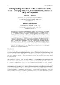 Putting reading in Northern Sotho on track in the early years: Changing resources, expectations and practices in a high poverty school