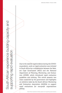 South African experience building capacity and supporting rapid evaluation