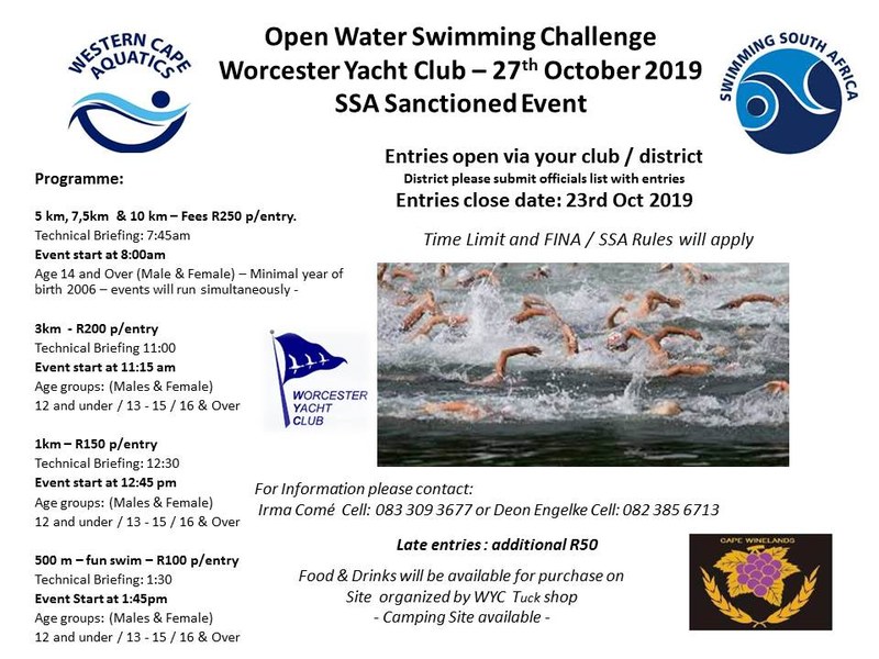 Open Water Swimming Challenge - Worcester Yacht Club (Western Cape), 27 October 2019